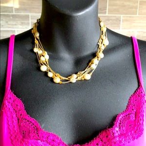 Multilayered necklace,5 layers of beaded chain